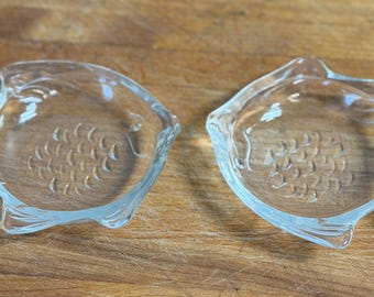 Vintage Pressed Glass Fish Dishes, Pair