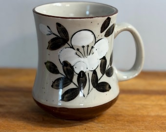 Vintage COTC Stoneware Mug, Hand Painted Floral, Made in Korea