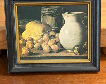 Vintage Framed Still Life Print, Melendez Old Master Reproduction