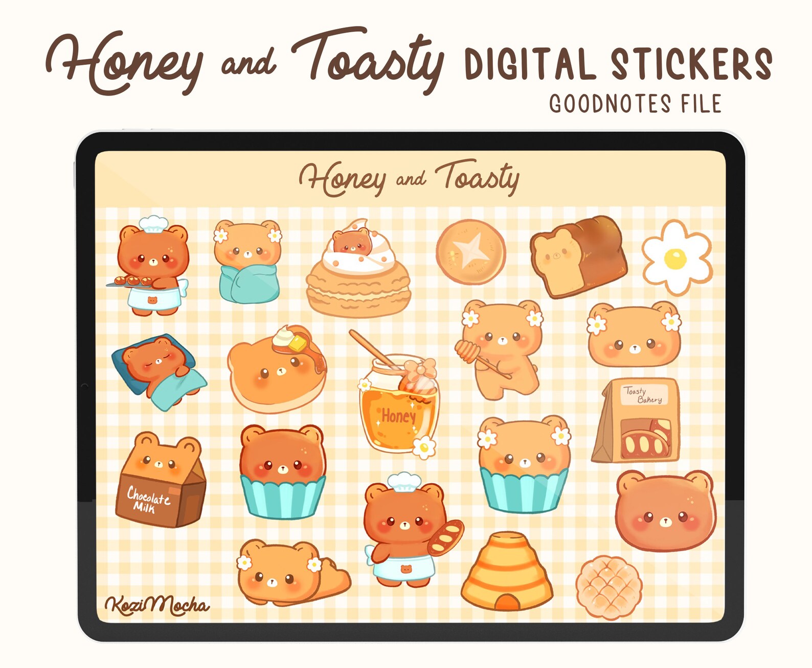 Cute Bear Digital Stickers Goodnotes Stickers Kawaii - Etsy