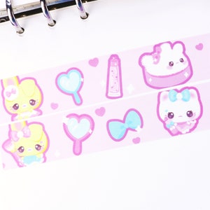 cute cat and bunny washi tape | kawaii hot pink washi tape | makeup inspo washi | cute washi tape | cute cat washi tape | washi tape