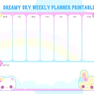 cute printable planner | kawaii digital weekly planner | calendar printable | desk planner printable | cute dreamy planner