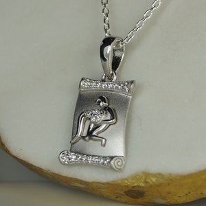Sterling Silver Aquarius Pendant. Aquarius Zodiac Necklace. Aquarius Star Sign. Water-Bearer Pendant.