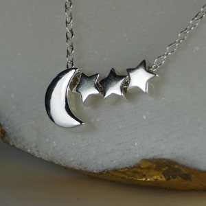 Moon and Star Necklace, Sterling Silver Moon and Star Necklace, Celestial Necklace.
