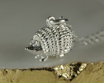 Sterling Silver Hedgehog Necklace, Hedgehog Necklace, Hedgehog Pendant, Hedgehog Charm, Hedgehog Jewellery.