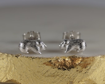 Sterling Silver Guinea Pig Earrings, Guinea Pig Stud Earrings, Pet Earrings.