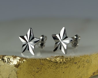 Sterling Silver Star Earrings, Star Stud Earrings, Silver Stud Post Earrings, Star Ear Rings, Celestial Silver Earrings,