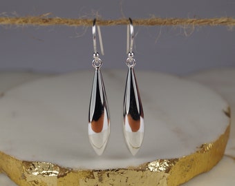 Sterling Silver Teardrop Shaped Dangle Earrings.