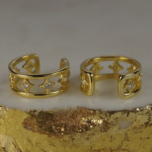 Gold Ear Cuffs, Pair of Silver Ear Cuffs, Gold Vermeil Ear Cuffs, Cubic Zirconia Ear Cuffs, Silver Ear Wrap, Wide Gold Ear Cuff.