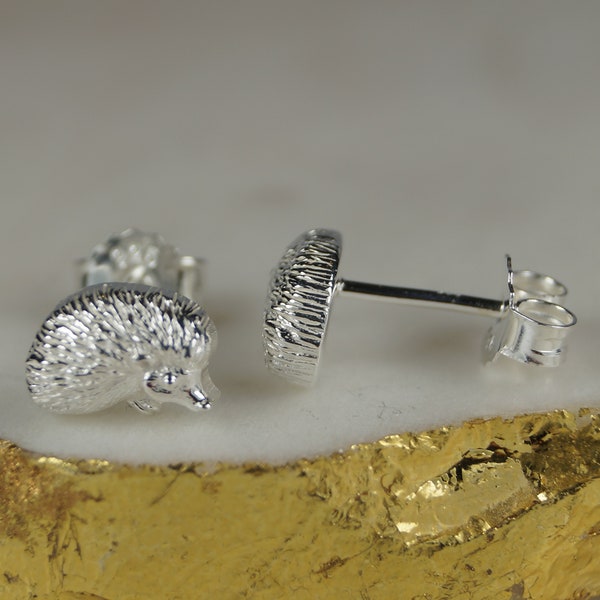 Sterling Silver Hedgehog Earrings, Silver Hedgehog Stud Earrings, Silver Hedgehog Ear Rings.