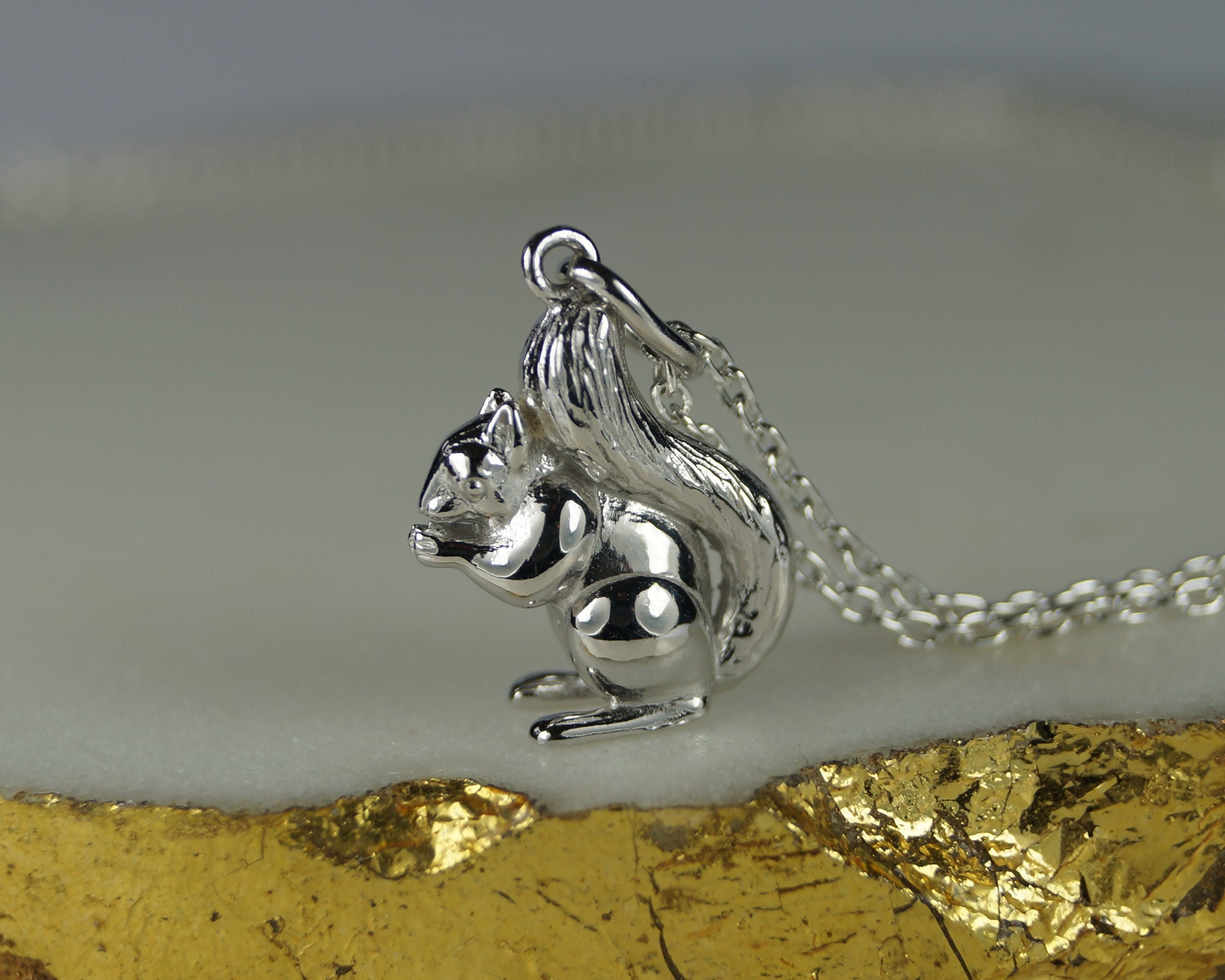 Silver squirrel necklace best sale