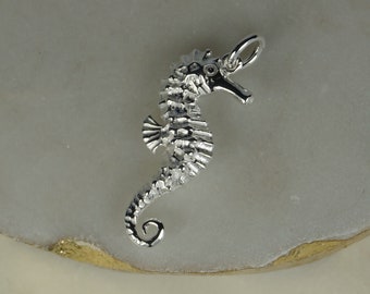 Silver Seahorse Charm, Sterling Silver Charm, Sterling Silver Seahorse Charm, Holiday Charm.