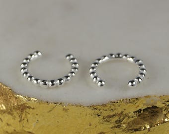 Sterling Silver Beaded Ear Cuffs, Small Bead Hoop