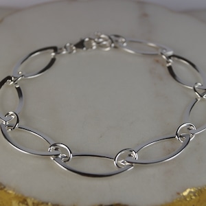 Pulseira de prata esterlina, pulseira de prata ajustável.
