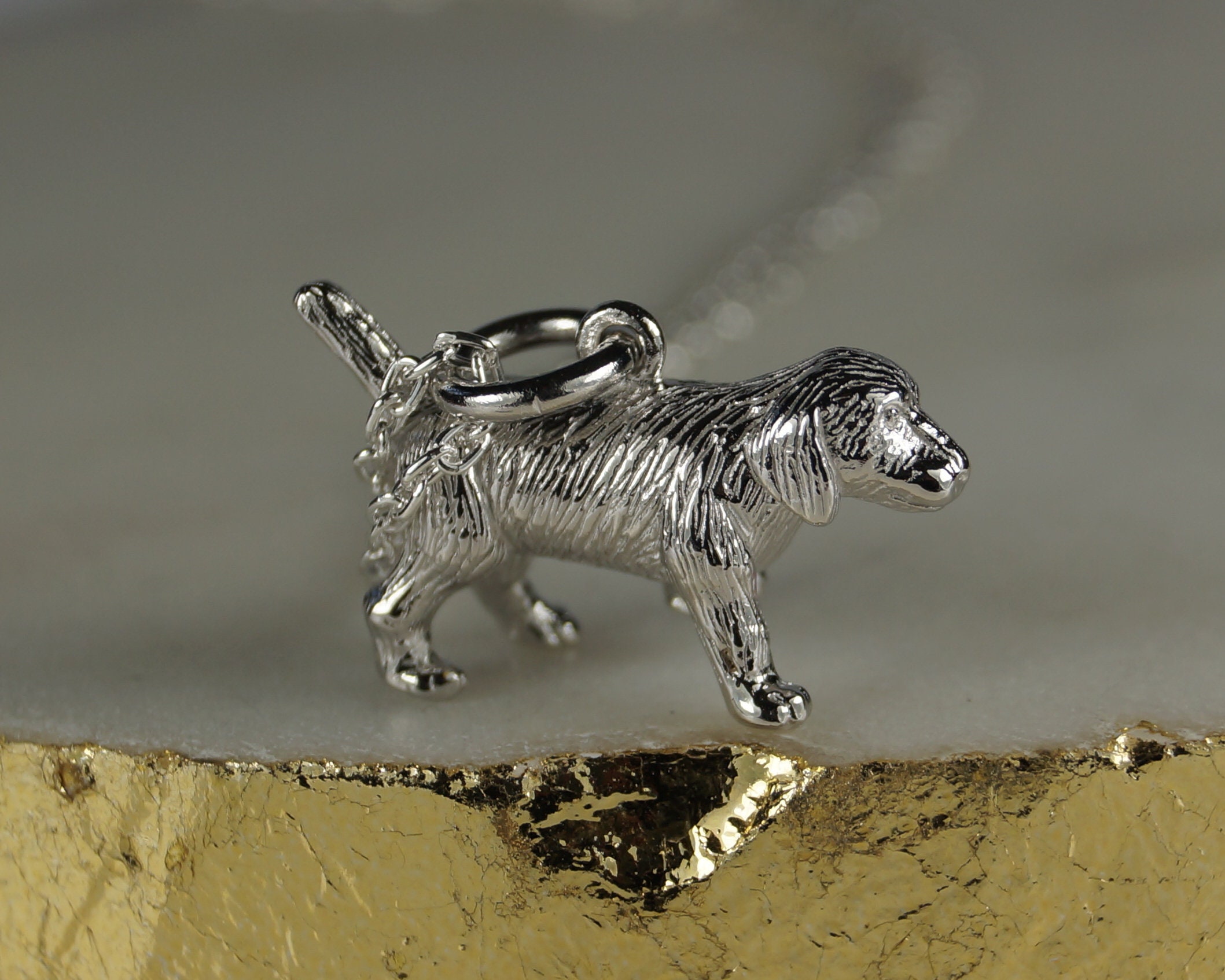 ISCBAFYX Malteser Hund Anhänger Halskette - Kristall Hundeschmuck 50cm Kette