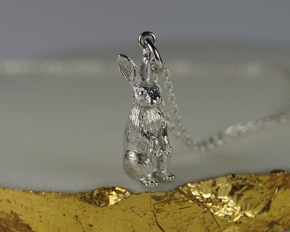 Rabbit Sitting Up Bunny Charm Sterling Silver, Made in the USA Rabbit Sitting Up Bunny Charm Sterling Silver, Made in the USA