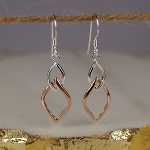 Sterling Silver Dangle Earrings, Rose Gold Vermeil Earrings.