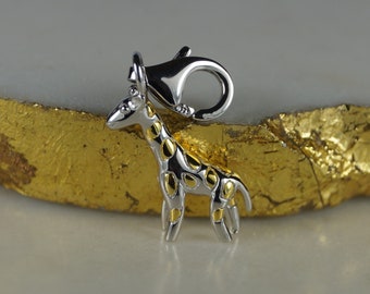 Sterling Silver Giraffe Charm, Animal Pendant