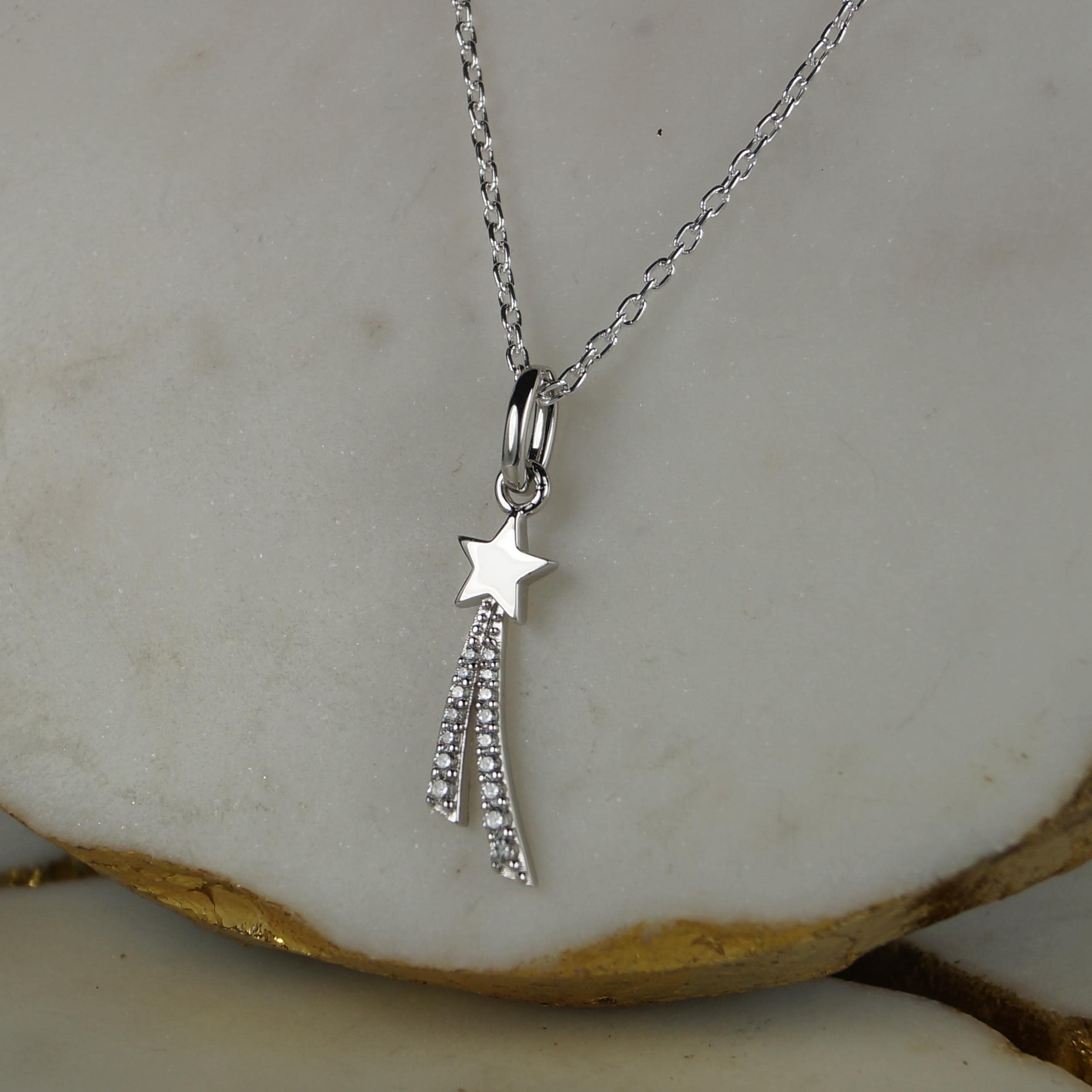 [Hei] (silver925) shooting star necklace ネックレス Shooting Stars Necklace. Sterling Silver. - Etsy