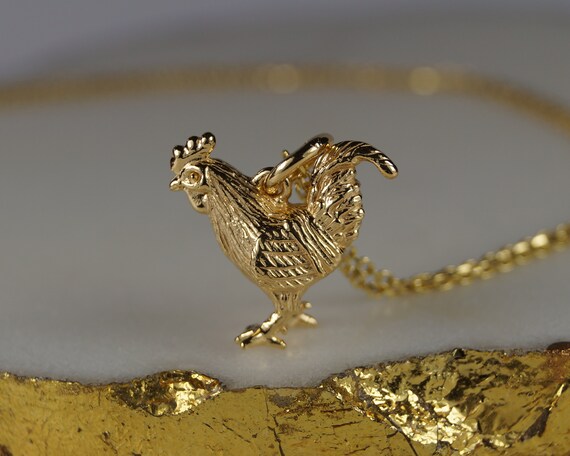 Gold Vermeil Rooster cockerel Necklace Gold Rooster Pendant Cockerel Necklace Cockerel Charm Rooster Charm. Etsy Canada