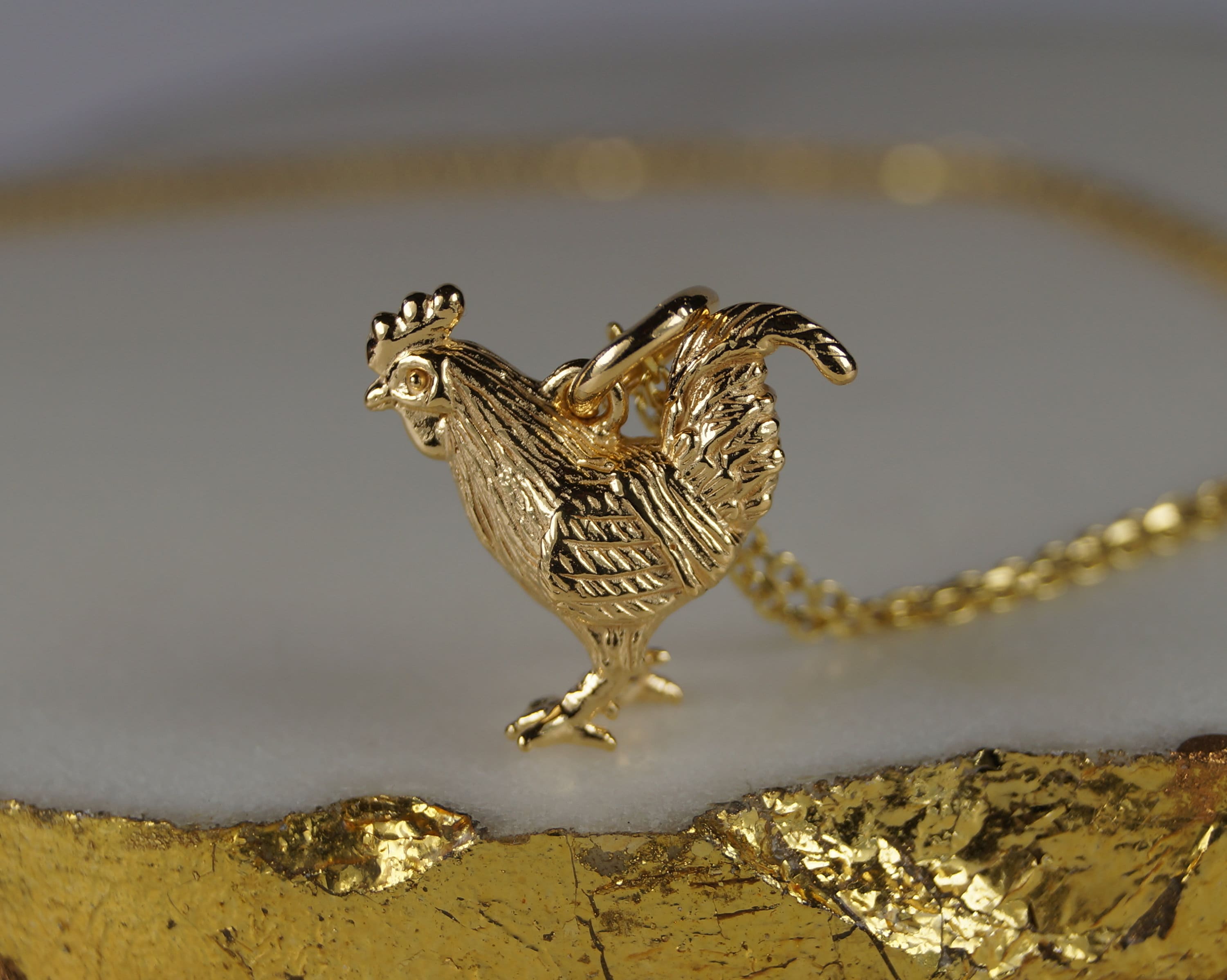 Golden Steel rooster pendant / Rooster pendant / Rooster 