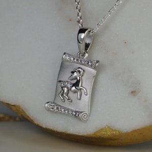 Sterling Silver Capricorn Pendant. Capricorn Zodiac Necklace. Capricorn Star Sign. Mountain Goat Pendant.