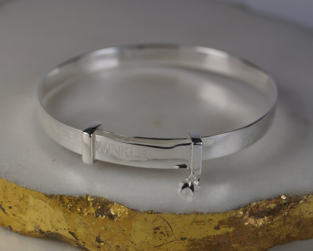 Sterling Silver Christening Bangle. Silver Baby Bangle. Twinkle Twinkle
