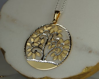 Large Tree of Life Necklace, Sterling Silver Tree of Life Necklace, Large Gold Vermeil Tree of Life Pendant.