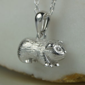 Sterling Silver Guinea Pig Necklace, Guinea Pig Necklace, Guinea Pig Pendant, Guinea Pig Charm. image 1