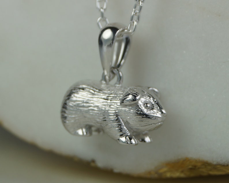 Sterling Silver Guinea Pig Necklace, Guinea Pig Necklace, Guinea Pig Pendant, Guinea Pig Charm. image 1