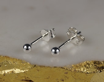 Small Silver Stud Earrings, 3mm Sterling Silver  Ball Stud Earrings, Silver Stud Earrings, Sterling Silver Earrings, Silver Ear Rings.