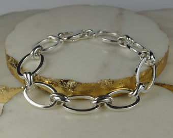 Sterling Silver Bracelet, Chunky Silver Bracelet.