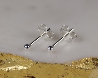 Tiny 2mm Silver Stud Earrings, Pair of Sterling Silver Ball Stud Earrings.