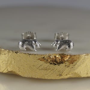 Boucles d'oreilles puces en argent sterling représentant un cochon d'Inde, bijoux Cochon d'Inde
