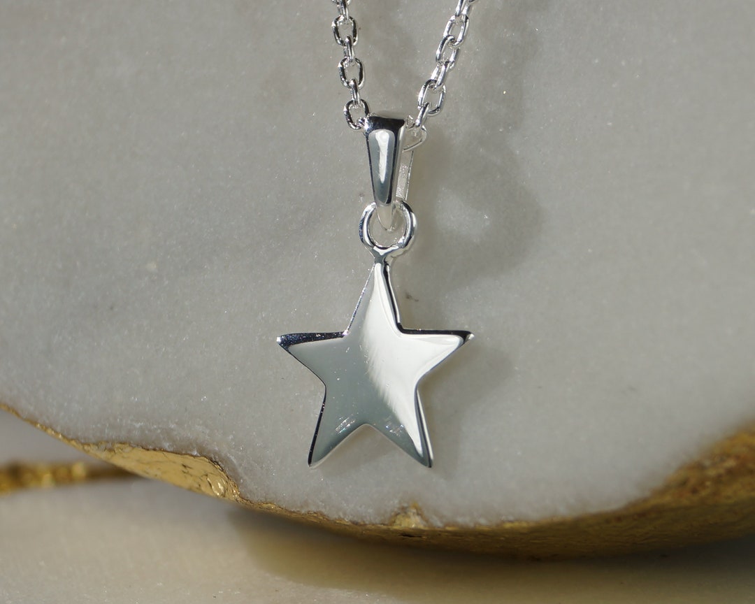 Stars Silver Sterling Silver Star Necklace, Celestial Jewelry (10mm) - Etsy