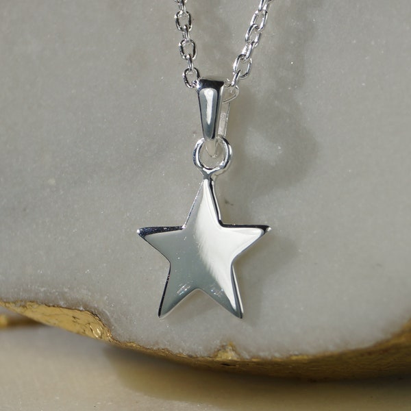 Small Star Necklace, Sterling Silver Star Celestial Necklace, Silver Star Neck Lace.