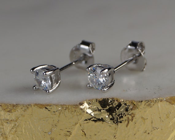 Sterling Silver Diamond Earrings Synthetic Diamond Earrings