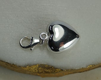 Sterling Silver TINY Heart Clip on Charm, 925 Silver Small Heart