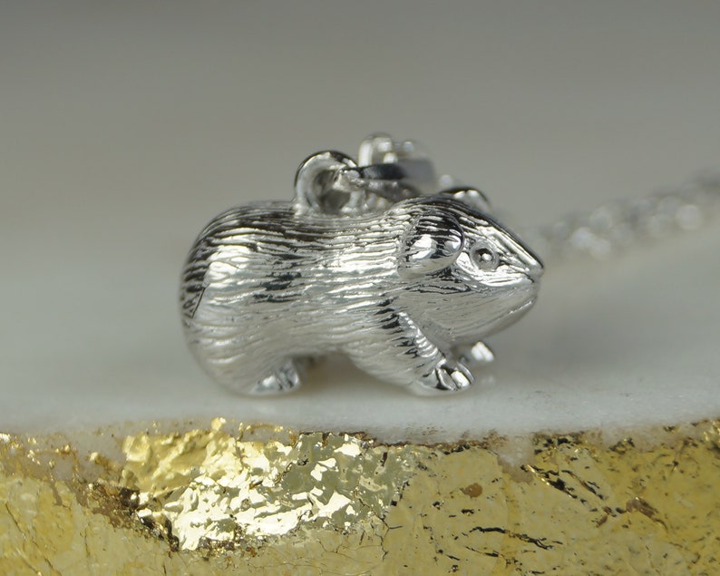 Sterling Silver Guinea Pig Necklace, Guinea Pig Necklace, Guinea Pig Pendant, Guinea Pig Charm. image 2