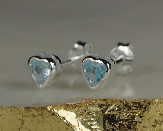 Topaz Heart Sterling Silver Stud Earrings Topaz Heart Earrings