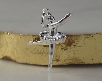 Silver Ballerina Charm, Sterling Silver Charm, Sterling Silver Ballet Charm, Rotating Skirt, Ballerina Charm, Ballet Charm.