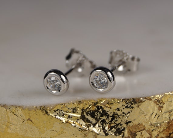 Petite Faux Diamond Studs Hypoallergenic Earrings for Sensitive Ears M