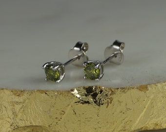 Sterling Silver Green Crystal Earrings, August Birthstone
