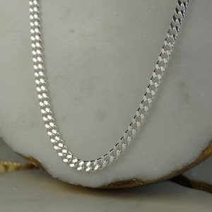 Heavy 18"-20" Sterling Silver Curb Chain, Silver Curb Chain, Men's Necklace.