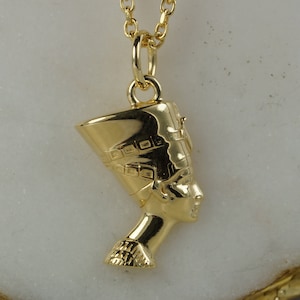 Small Nefertiti Necklace, Nefertiti Necklace in Gold Vermeil over Sterling Silver, Egyptian Jewellery, Egyptian Necklace,Nefertiti, Egyptian