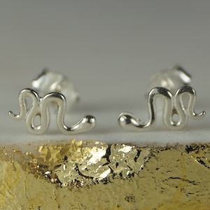 Silver Snake Earrings, 9mm Snake Stud Earrings, Small Snake Earrings.