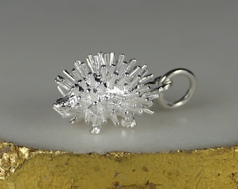 Sterling Silver Hedgehog Charm, Animal Pendant