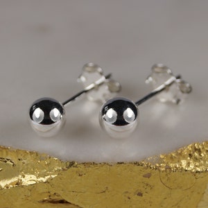 Silver Ball Stud Earrings, 5mm Sterling Silver Earrings, Boxed Silver Stud Earrings.