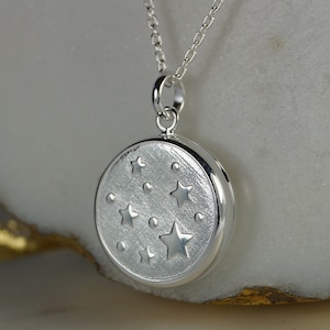 Médaillon en argent sterling, collier médaillon, médaillon étoile.