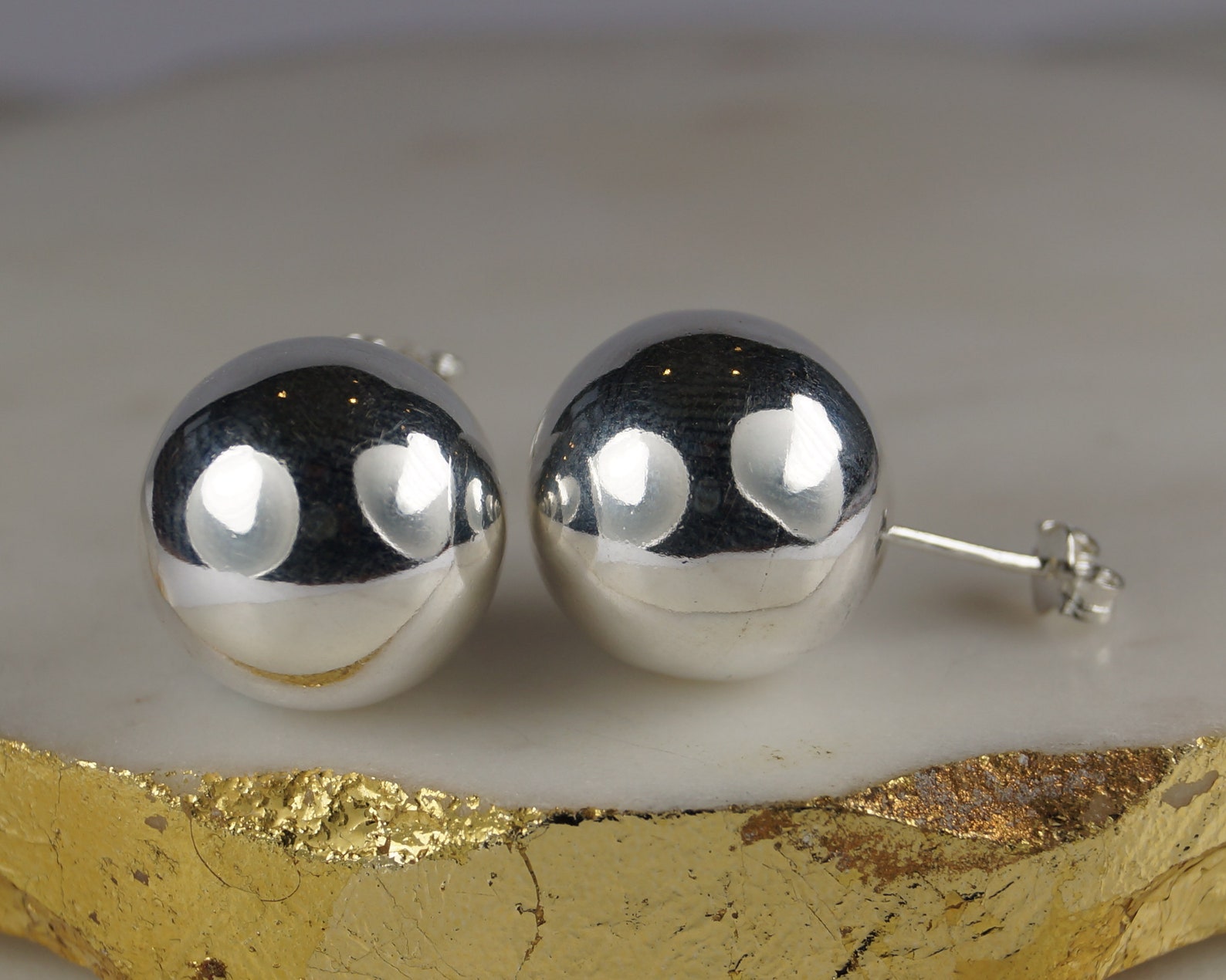 Very Large Ball Stud Earrings 14mm Silver Stud Sterling 925 Etsy UK
